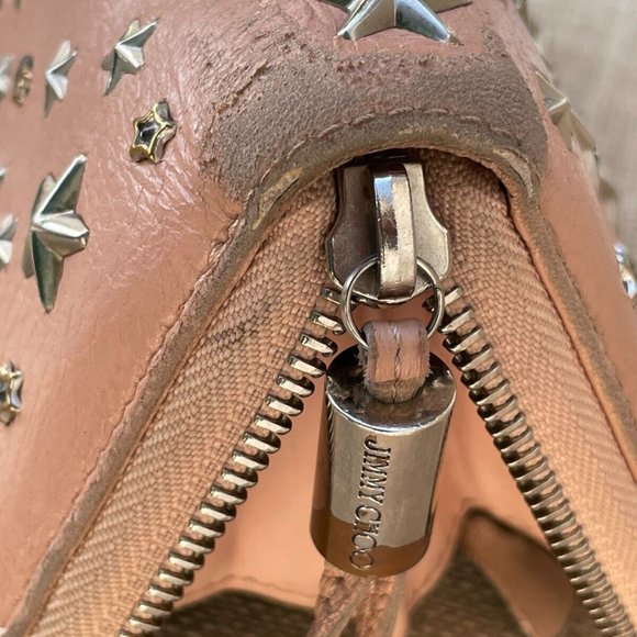 Jimmy Choo Clutch Nellie Star Studded Leather Zip Around Long Wallet Made Italy - Picture 12 of 12